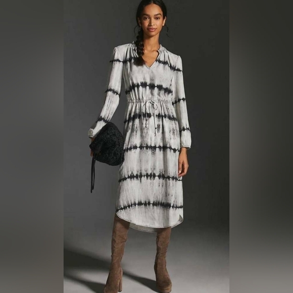 NWOT Anthropologie Cloth & Stone Drawstring Midi Dress, Size XS - Picture 1 of 9